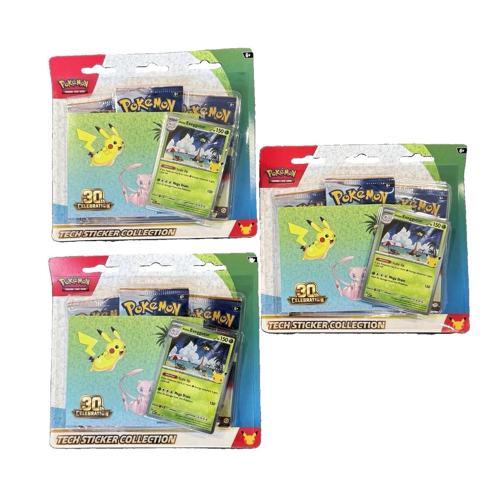 Pokemon 30th Celebration Tech Sticker Collection Blister Lot 3 Sealed Exeggutor